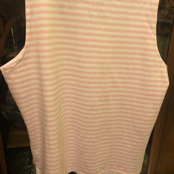 Talbots Pink and White Striped Sleeveless T-Shirt; NWT; 100% cotton and machine - Picture 3 of 8
